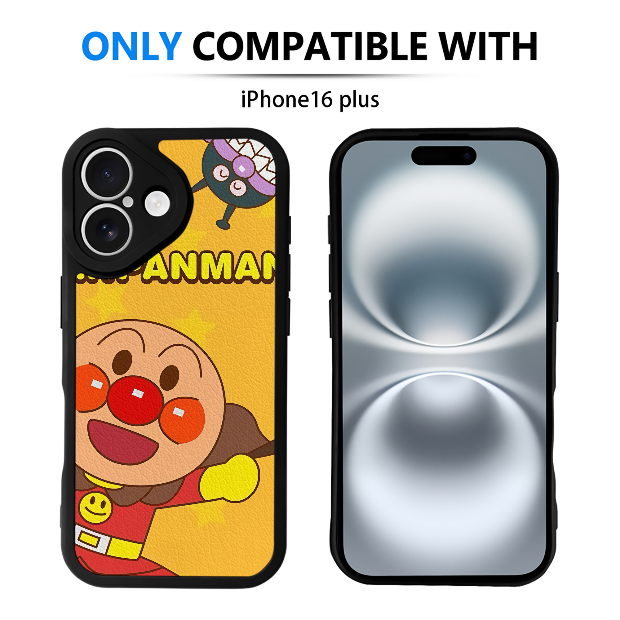 （画像用） アンパンマン Anpanman 【iPhone 16シリーズ対応】シリコンスマホケース（レザー調） 材質：シリコン